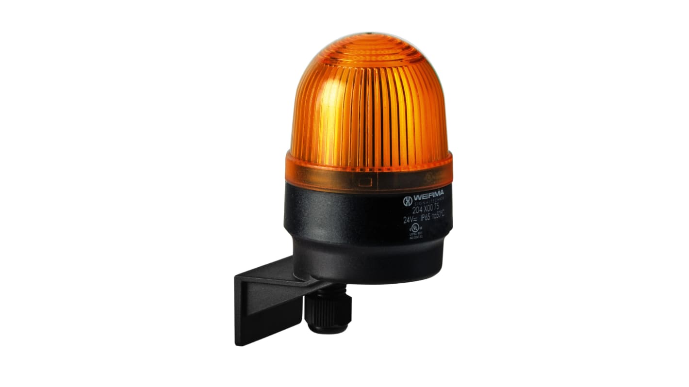 Werma 204 Series Yellow Continuous lighting Beacon, 24 V, Wall Mount, LED Bulb