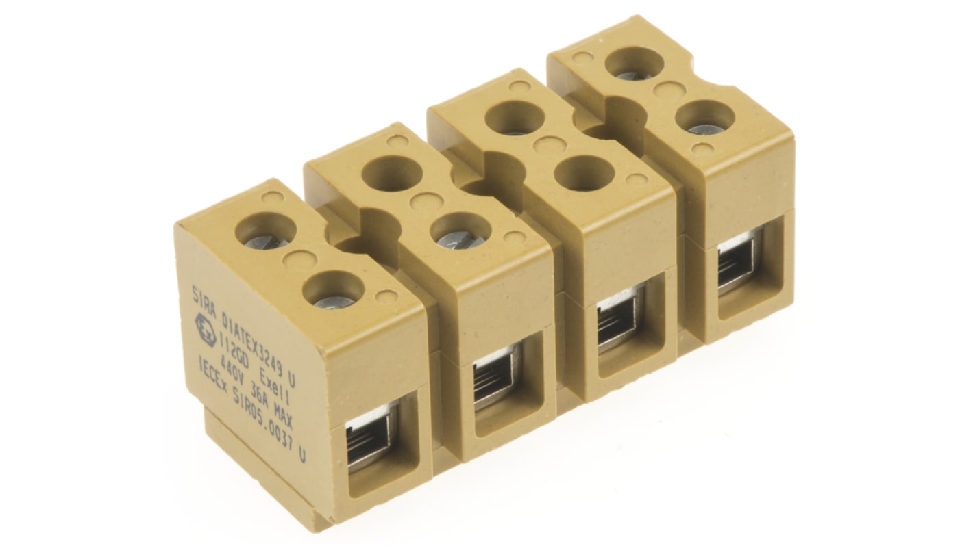 Weidmuller 4-Way Non-Fused Terminal Block, 41A, Screw Terminals, 22 → 10 AWG, Screw