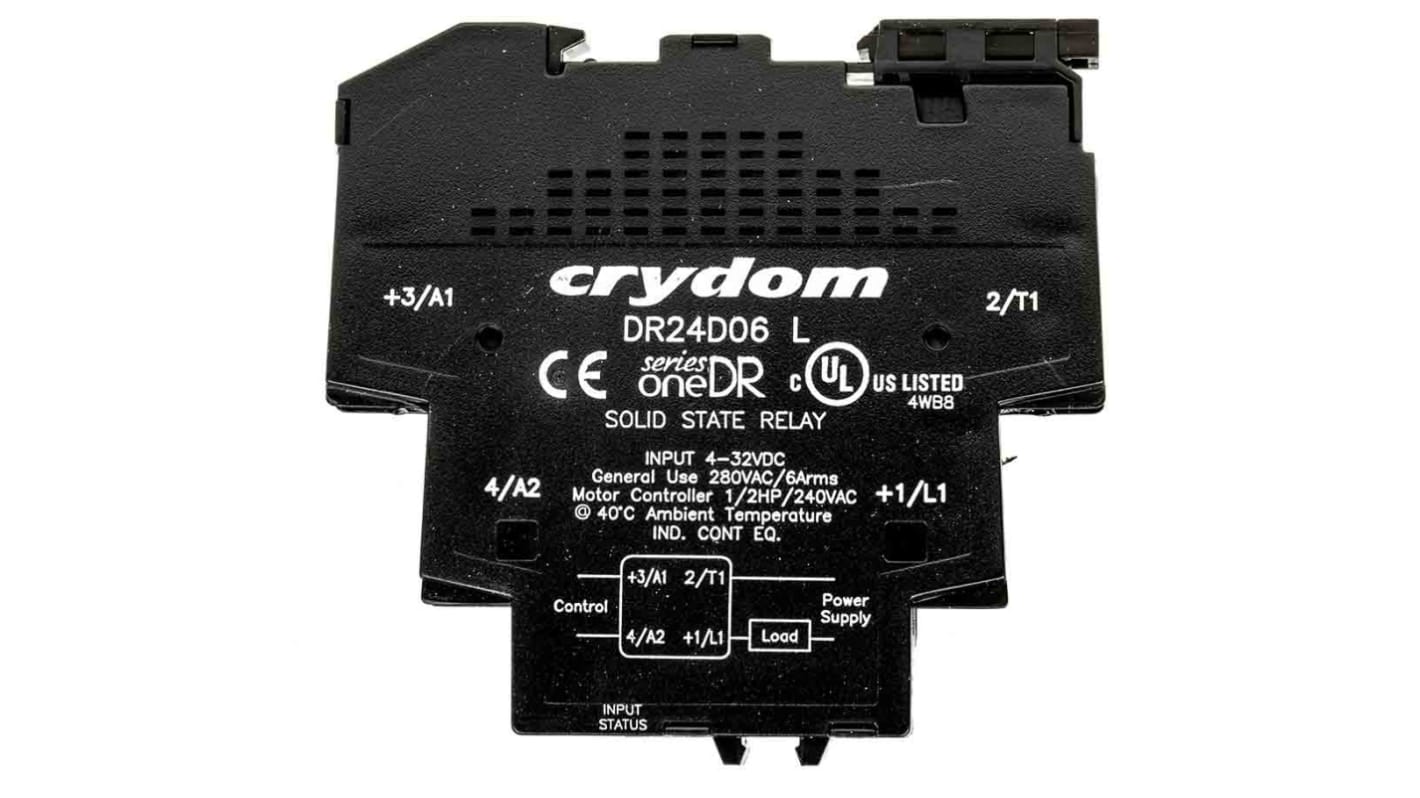 Sensata / Crydom DIN Rail Solid State Interface Relay, 6 A rms Max Load, 280 V rms Max Load, 32 V dc Max Control