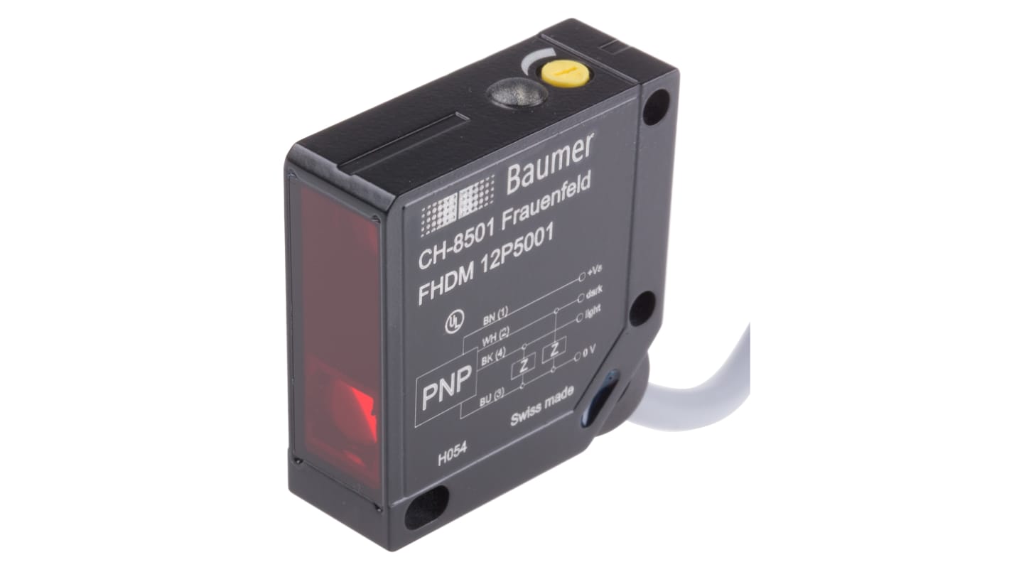Baumer Diffuse Photoelectric Sensor, Block Sensor, 15 mm → 300 mm Detection Range