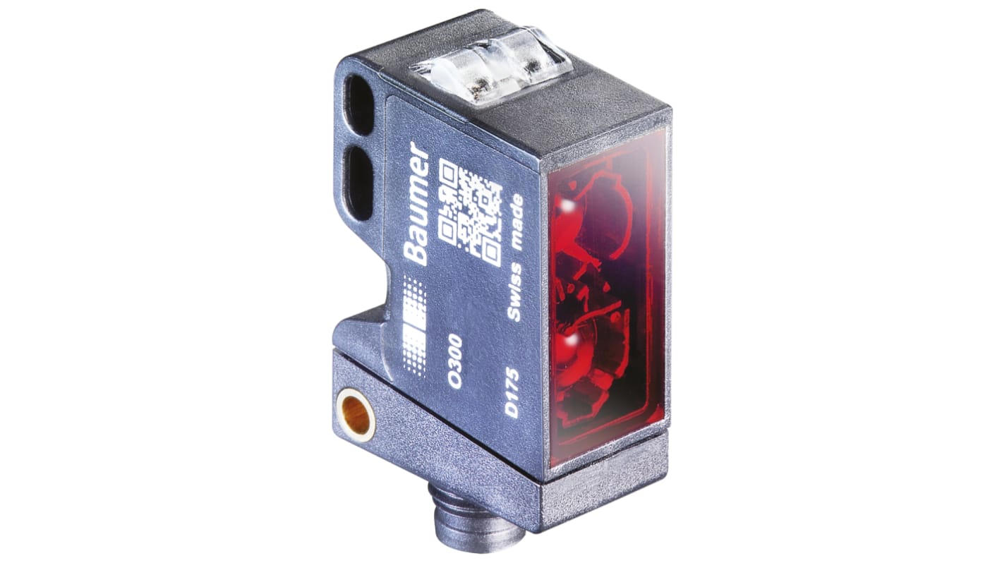 Baumer Diffuse Photoelectric Sensor, Block Sensor, 30 mm → 300 mm Detection Range