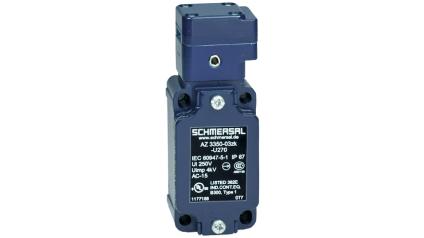 Schmersal AZ3350 Safety Interlock Switch, 2NC/1NO, Keyed Actuator Included, Aluminium