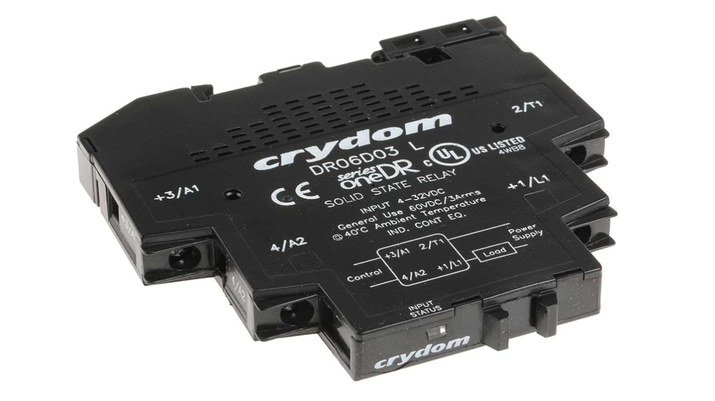 Sensata / Crydom DIN Rail Solid State Interface Relay, 3 A Max Load, 60 V dc Max Load, 32 V dc Max Control