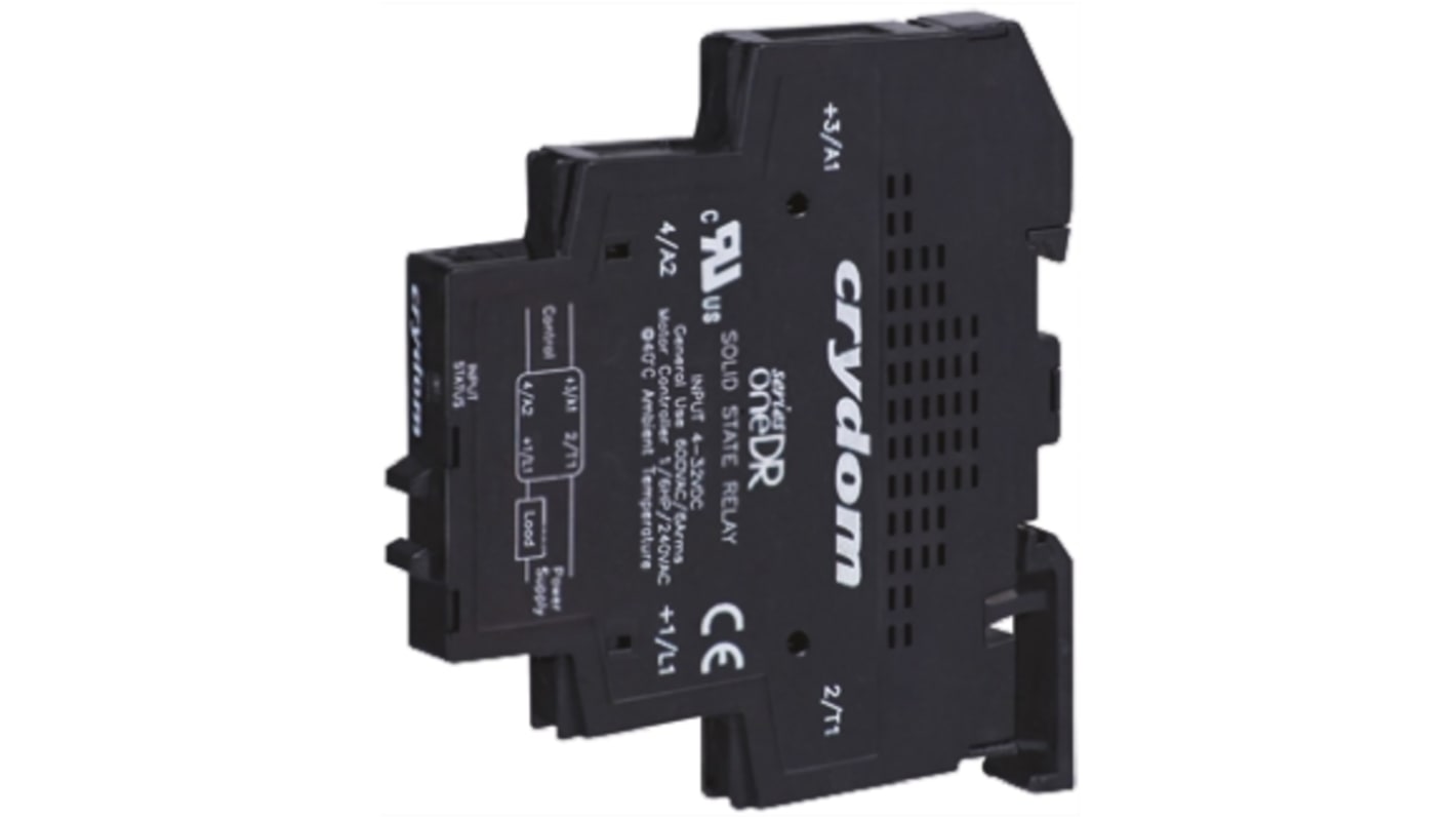 Sensata / Crydom DIN Rail Solid State Interface Relay, 6 A rms Max Load, 280 V rms Max Load, 32 V dc Max Control