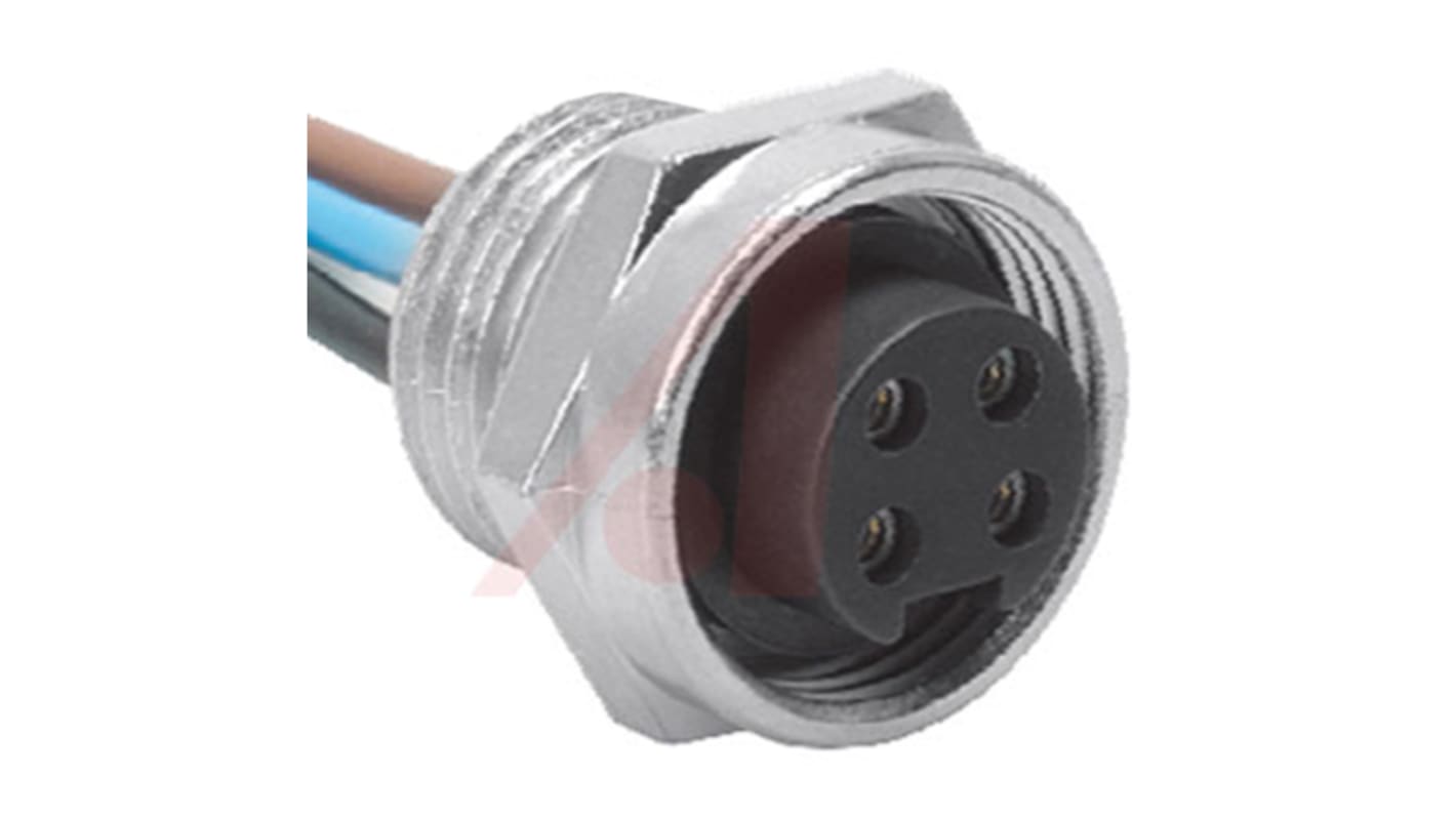 Turck Circular Connector, 4 Contacts, Panel Mount, M12 Connector, Plug, Female, IP67, RKF Series