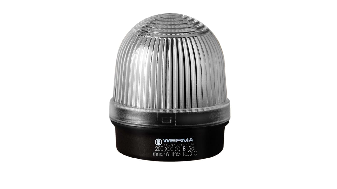 Werma 200 Series Clear Continuous lighting Beacon, 12 → 230 V, Base Mount, Filament Bulb