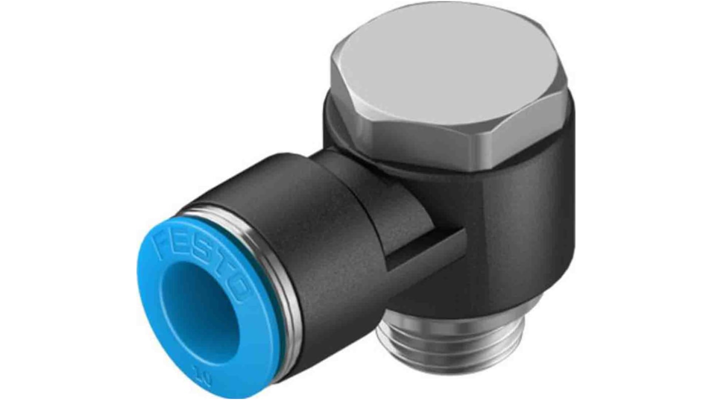 :: Festo Elbow Threaded Adaptor, G 1/4 Male to Push In 10 mm, Threaded ...