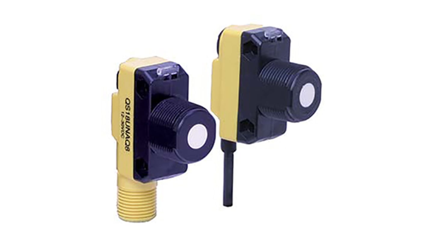 Banner Ultrasonic Block-Style Proximity Sensor, M18 x 1, 50 → 500 mm Detection, PNP Output, 12 → 30 V dc,