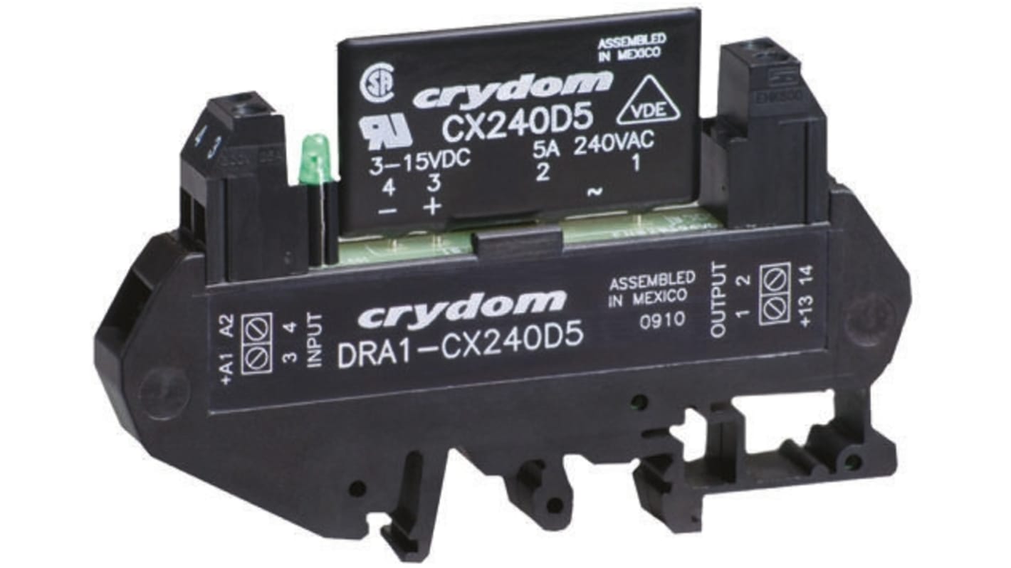 Sensata / Crydom DIN Rail Solid State Interface Relay, 5 A rms Max Load, 280 V Max Load, 140 V Max Control