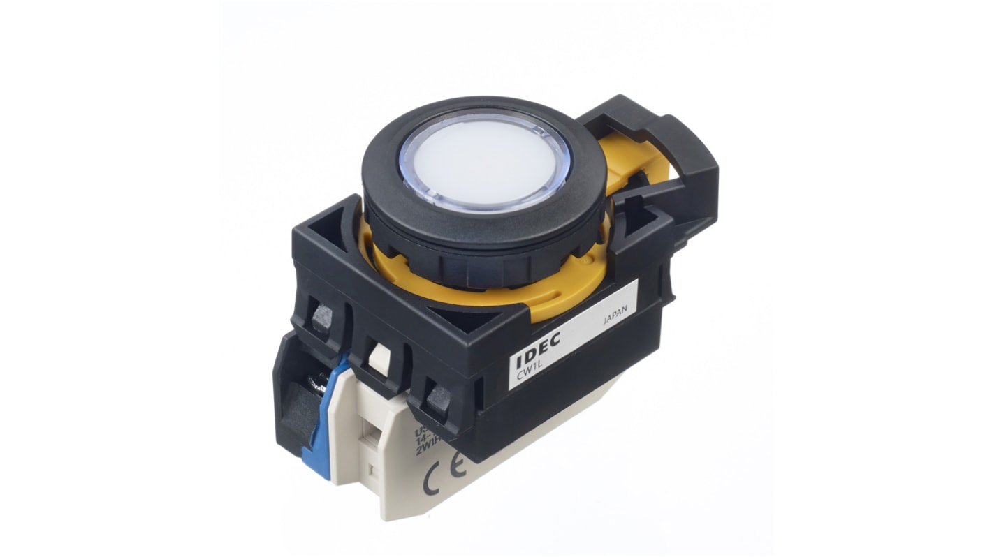 Idec CW Series Illuminated Push Button, Panel Mount, SPST, 22mm Cutout, IP65