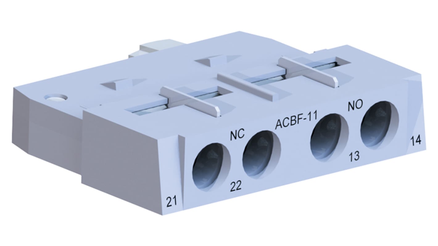 WEG Auxiliary Contact Block - 1NC + 1NO, 2 Contact, Front Mount, 2.5 A