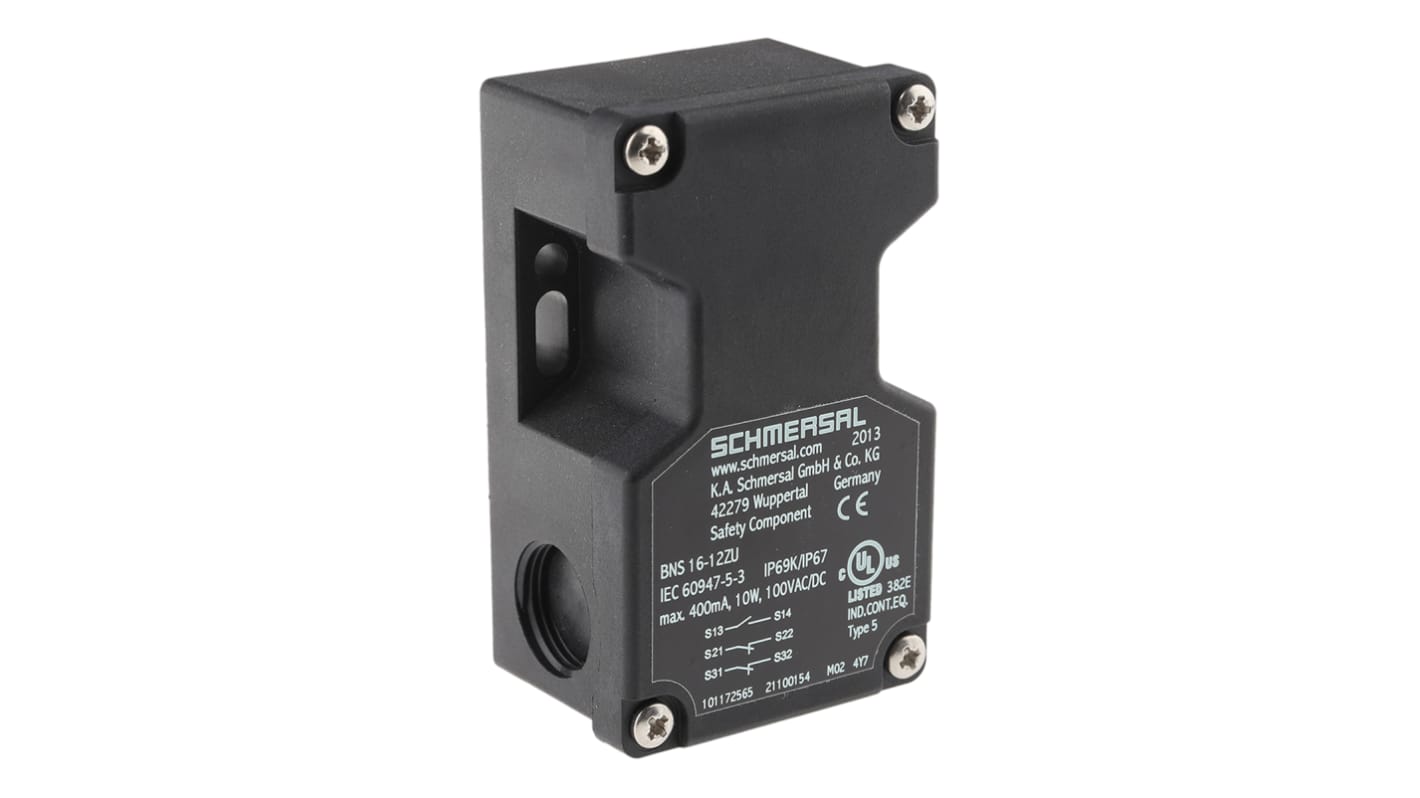 Schmersal BNS16 Series Magnetic Non-Contact Safety Switch, 100V ac/dc, Plastic Housing, M12