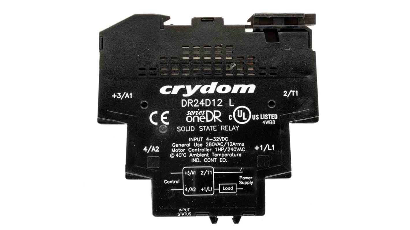 Sensata / Crydom DIN Rail Solid State Interface Relay, 12 A rms Max Load, 280 V rms Max Load, 32 V dc Max Control