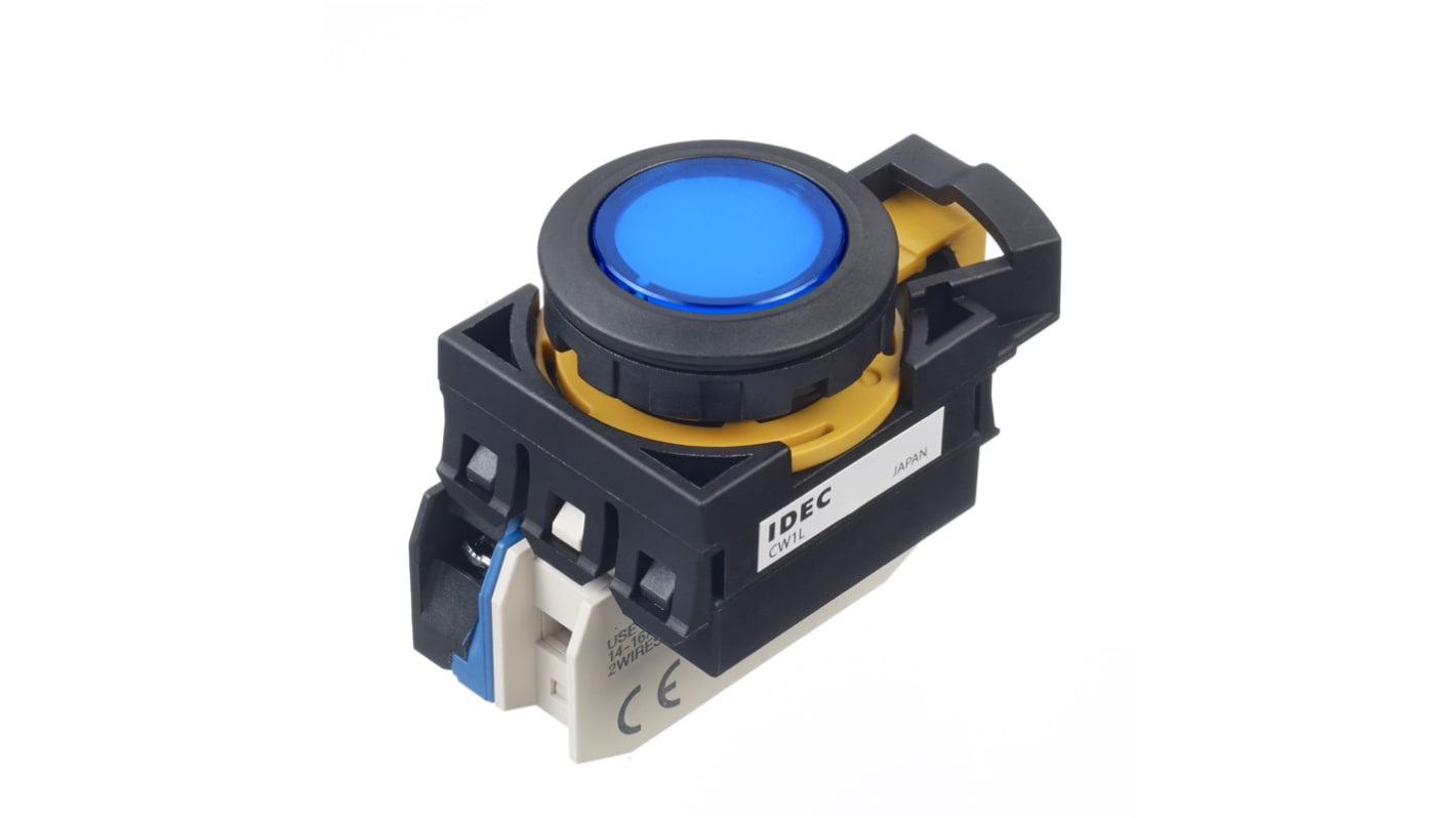 Idec CW Series Illuminated Push Button, Panel Mount, SPST, 22mm Cutout, IP65