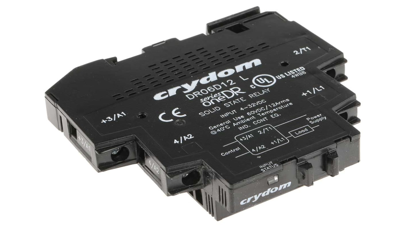 Sensata / Crydom DIN Rail Solid State Interface Relay, 12 A Max Load, 60 V dc Max Load, 32 V dc Max Control