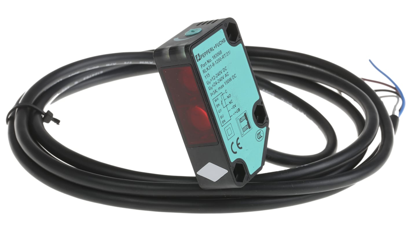 Pepperl + Fuchs Diffuse Photoelectric Sensor, Block Sensor, 1.2 m Detection Range