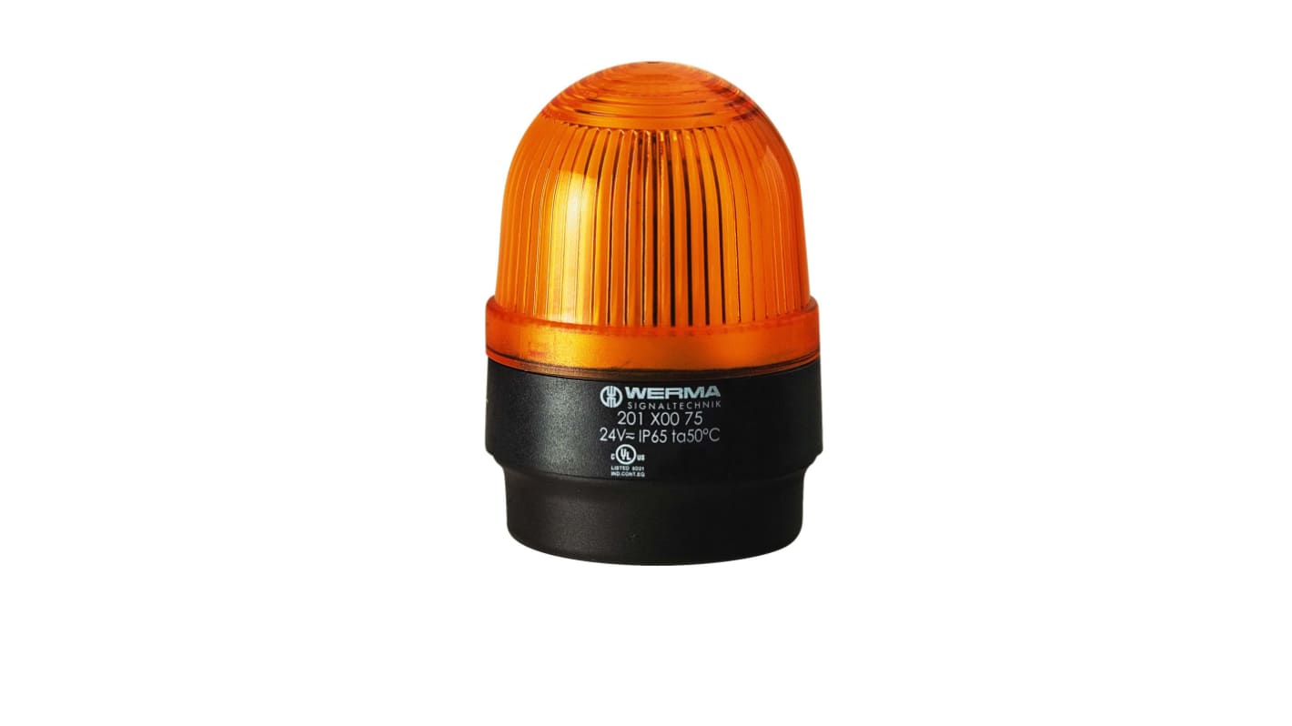 Werma 201 Series Yellow Continuous lighting Beacon, 230 V, Base Mount, LED Bulb