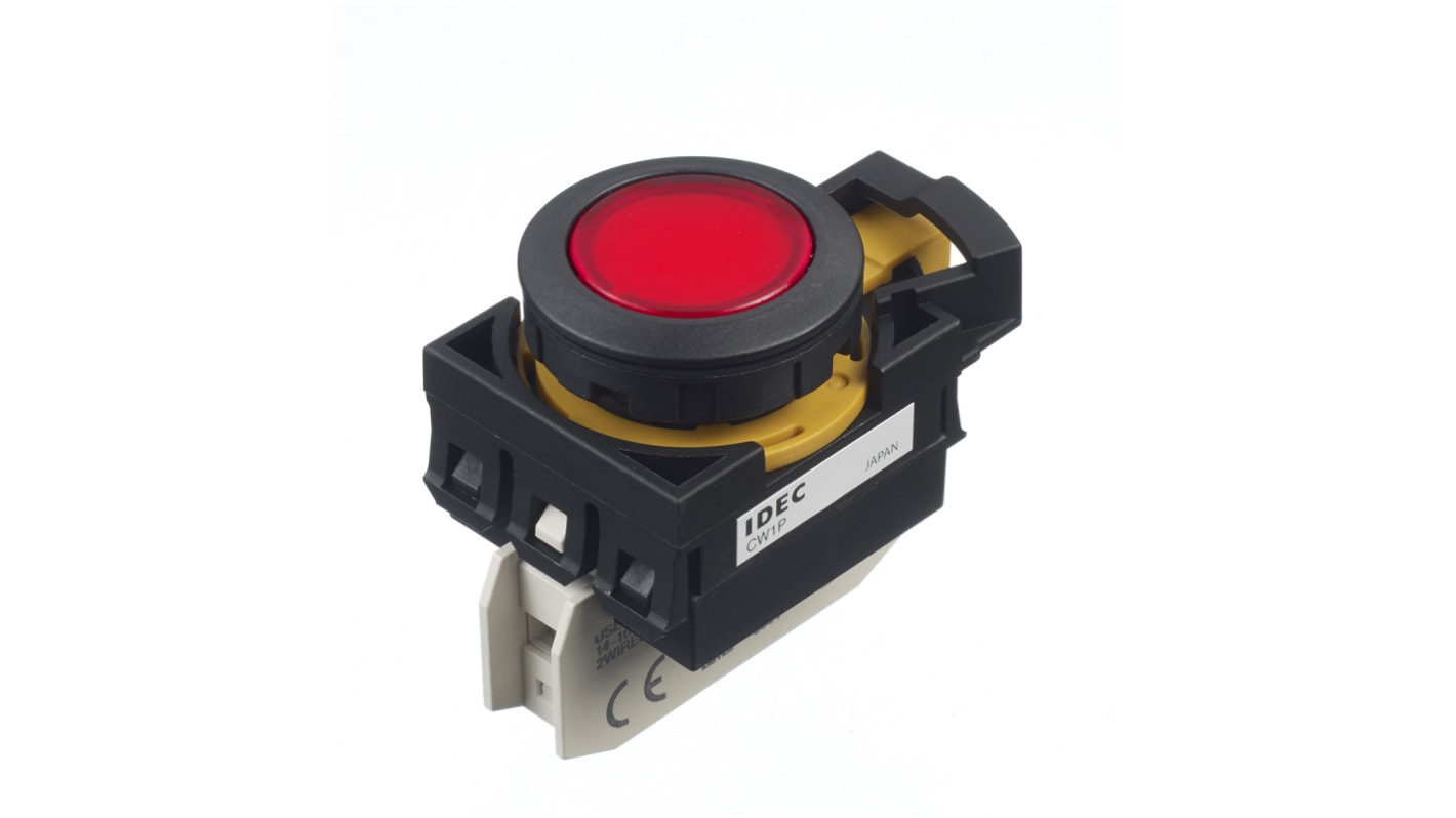 Idec CW Series Illuminated Push Button, Panel Mount, 22mm Cutout, IP66
