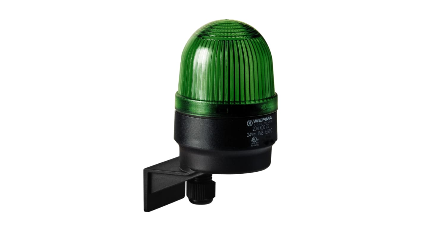 Werma 204 Series Green Continuous lighting Beacon, 115 V, Wall Mount, LED Bulb