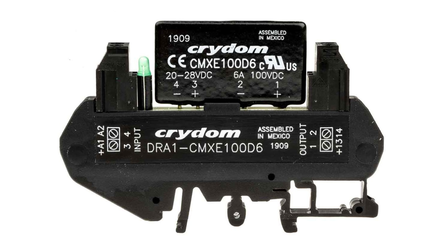 Sensata / Crydom DIN Rail Solid State Interface Relay, 6 A Max Load, 100 V dc Max Load, 28 V dc Max Control