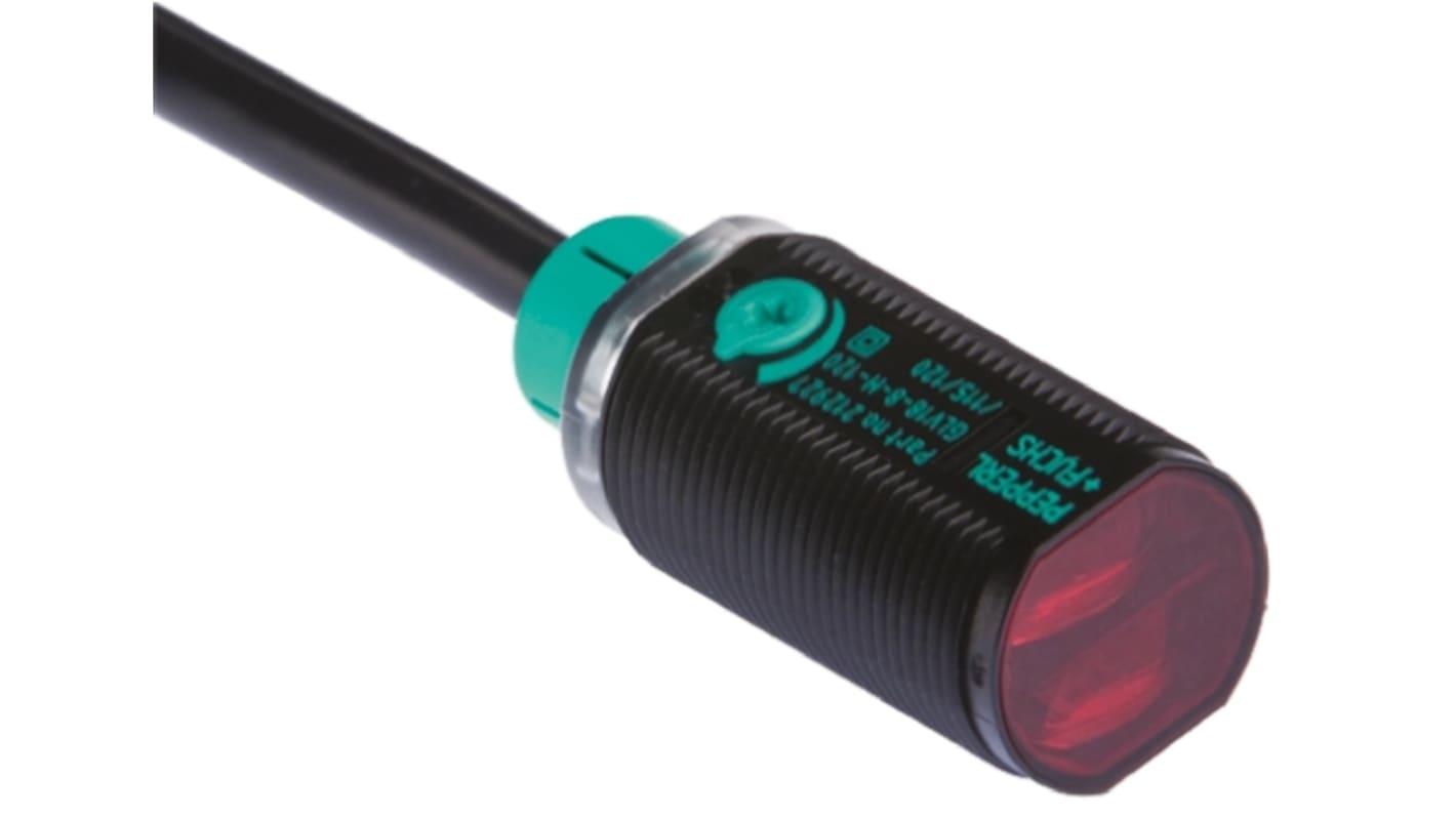 Pepperl + Fuchs Diffuse Photoelectric Sensor, Barrel Sensor, 50 mm → 200 mm Detection Range