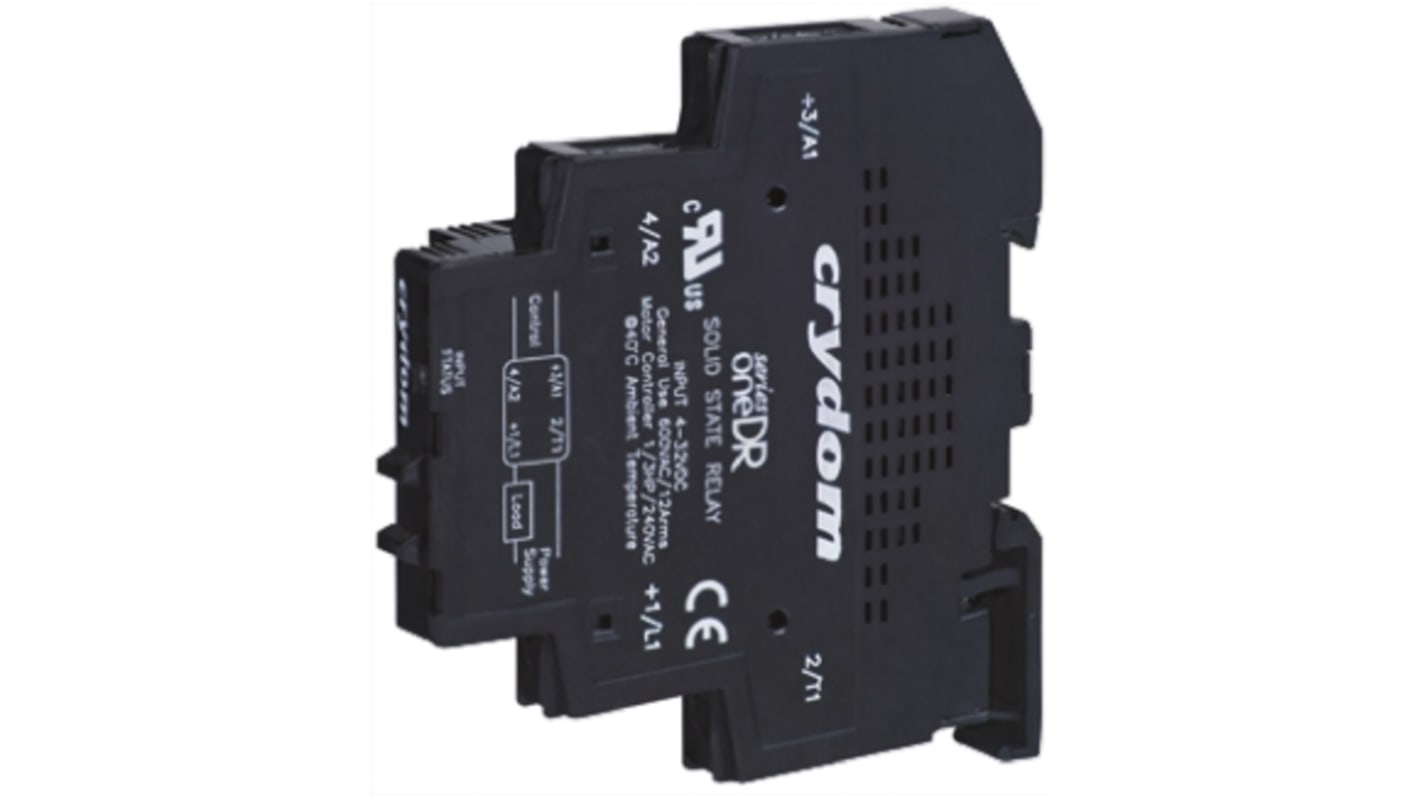 Sensata / Crydom DIN Rail Solid State Interface Relay, 12 A rms Max Load, 600 V rms Max Load, 32 V dc Max Control