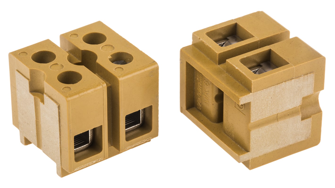 Weidmuller 2-Way Non-Fused Terminal Block, 41A, Screw Terminals, 22 → 10 AWG, Screw