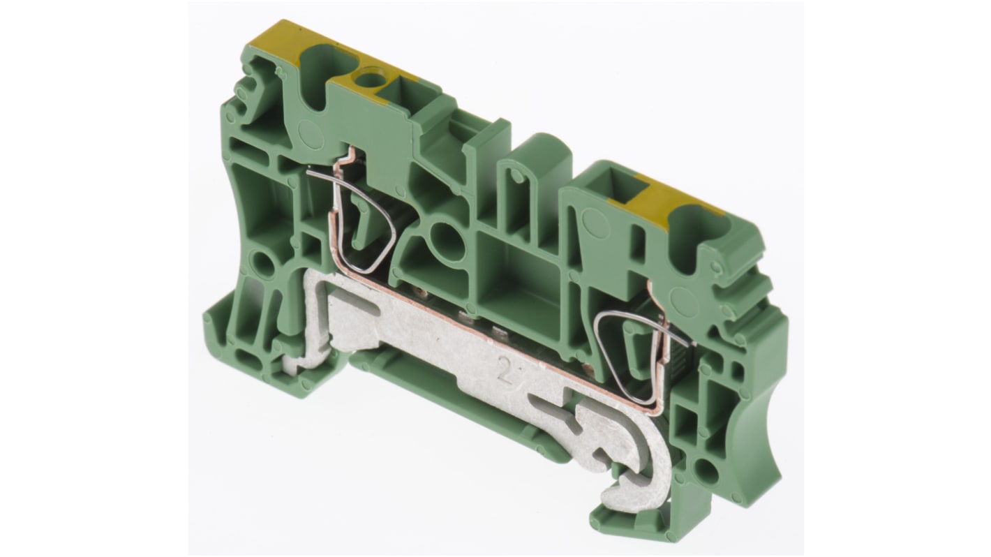 Weidmuller 2-Way ZPE 2.5 Earth Terminal Block, 26 → 12 AWG Wire, Clamp, Wemid Housing