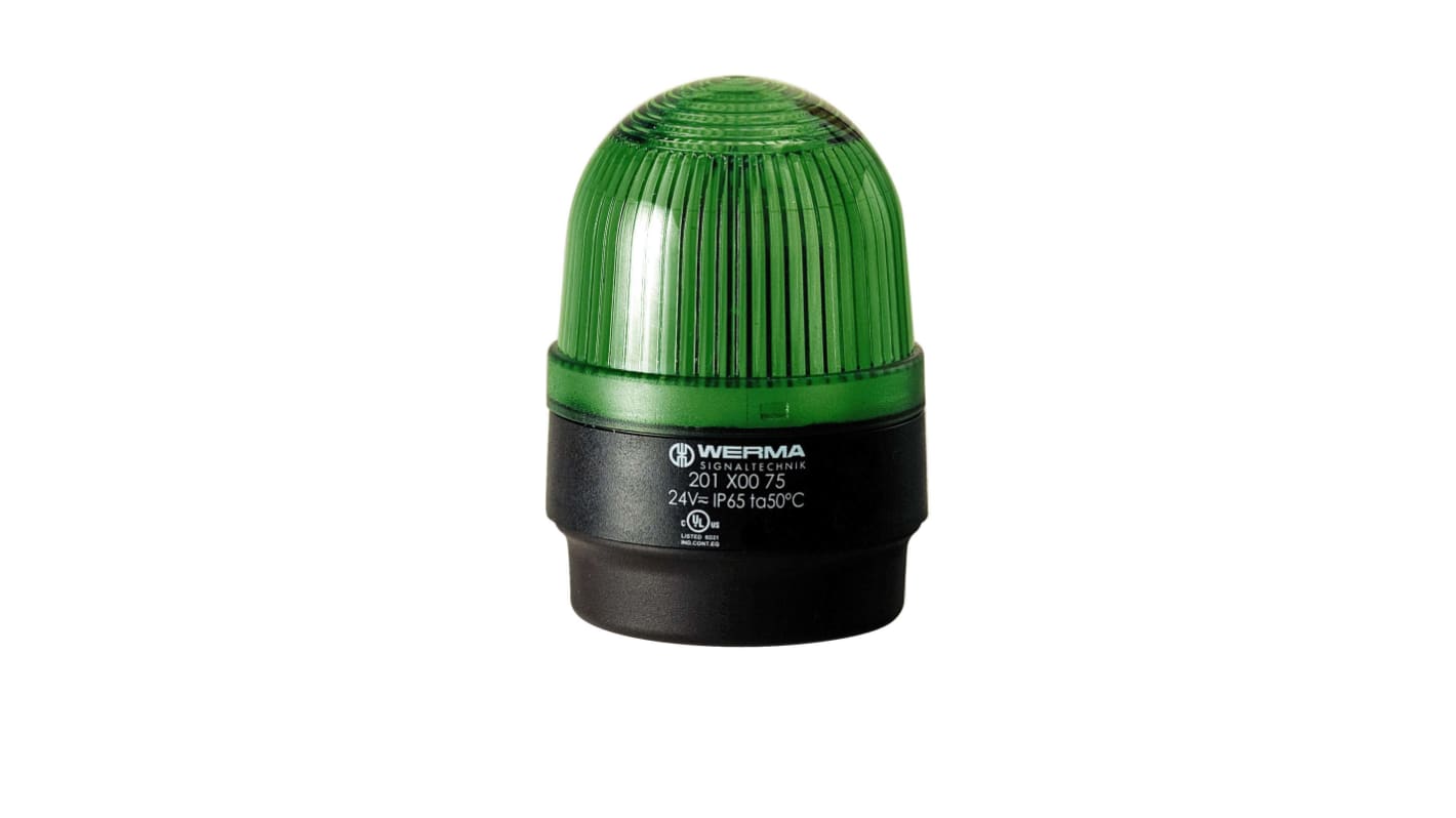 Werma 201 Series Green Continuous lighting Beacon, 230 V, Base Mount, LED Bulb