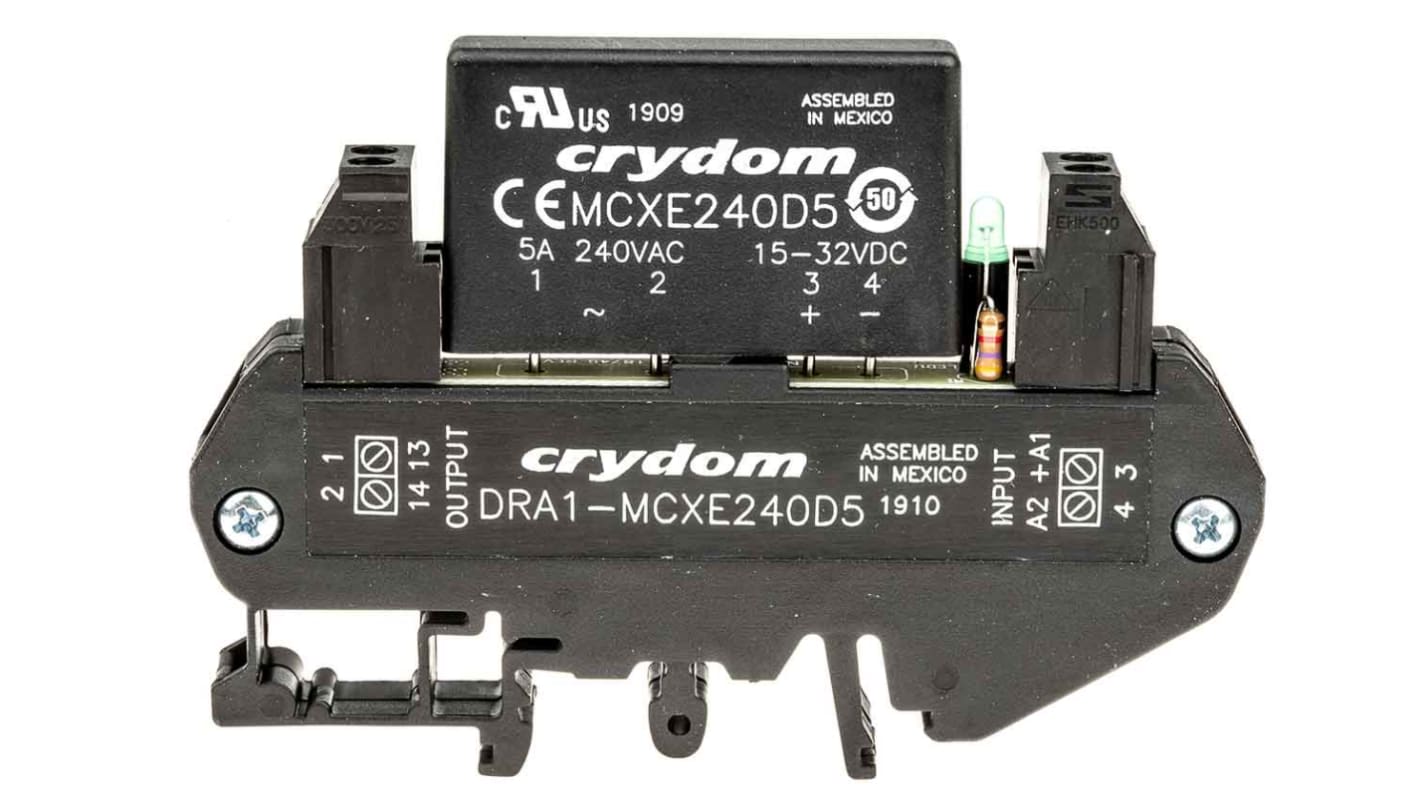 Sensata / Crydom DIN Rail Solid State Interface Relay, 5 A rms Max Load, 280 V ac Max Load, 32 V dc Max Control